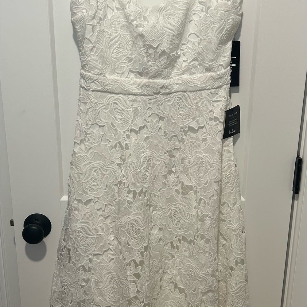 Lulu's Elegant White Lace Dress